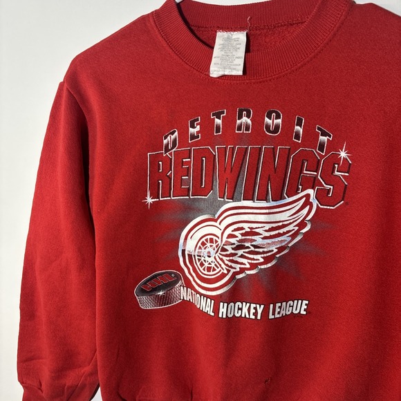 VTG Detroit Red Wings Sweatshirt Youth 10-12 NHL Made in USA 50/50 Distressed - Picture 7 of 14